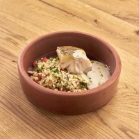 Волжский судак с табуле из булгура