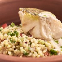 Волжский судак с табуле из булгура