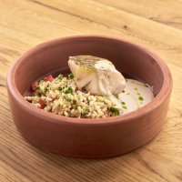 Волжский судак с табуле из булгура