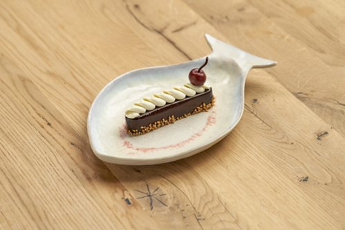 Фундучное финансье с ганашом и карамельным кремю