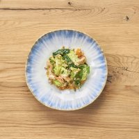 Салат с морепродуктами и кремом из тыквы