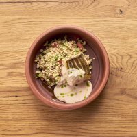 Волжский судак с табуле из булгура